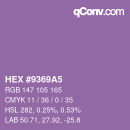 Farbcode: HEX #9369A5 | qconv.com