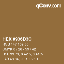 Color code: HEX #936D3C | qconv.com