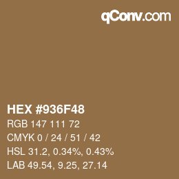 Farbcode: HEX #936F48 | qconv.com