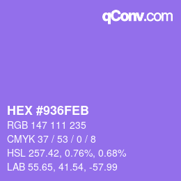 Color code: HEX #936FEB | qconv.com