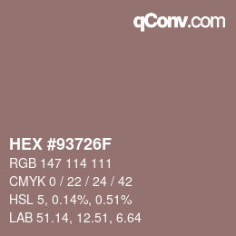 Color code: HEX #93726F | qconv.com