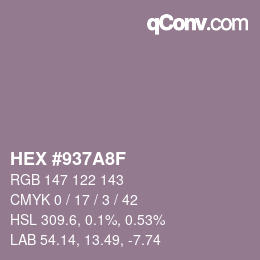 カラーコード: HEX #937A8F | qconv.com