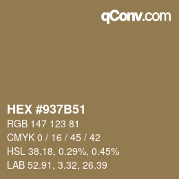 Código de color: HEX #937B51 | qconv.com