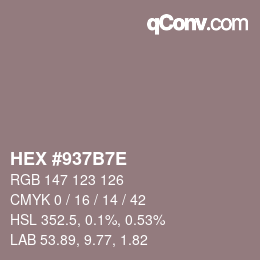 Color code: HEX #937B7E | qconv.com