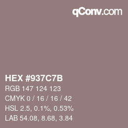 Color code: HEX #937C7B | qconv.com