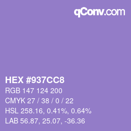 Color code: HEX #937CC8 | qconv.com