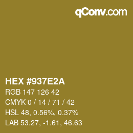 Color code: HEX #937E2A | qconv.com