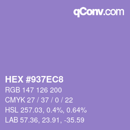 Color code: HEX #937EC8 | qconv.com