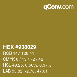 Color code: HEX #938029 | qconv.com