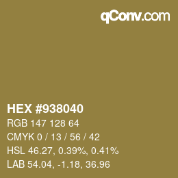 颜色代码: HEX #938040 | qconv.com