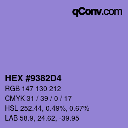 颜色代码: HEX #9382D4 | qconv.com