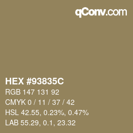 Farbcode: HEX #93835C | qconv.com