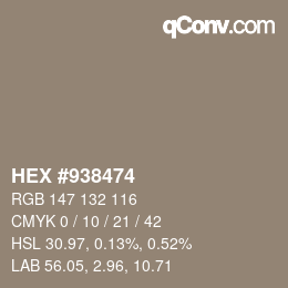 Color code: HEX #938474 | qconv.com