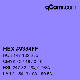 Color code: HEX #9384FF | qconv.com