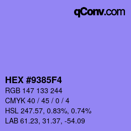 颜色代码: HEX #9385F4 | qconv.com