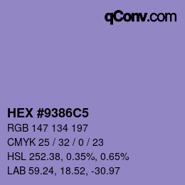 カラーコード: HEX #9386C5 | qconv.com