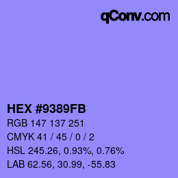 Farbcode: HEX #9389FB | qconv.com