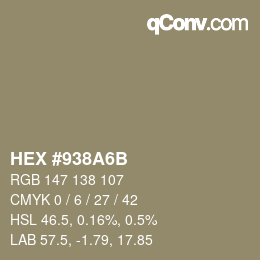 Color code: HEX #938A6B | qconv.com