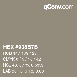 Color code: HEX #938B7B | qconv.com