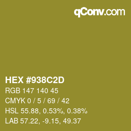 Color code: HEX #938C2D | qconv.com
