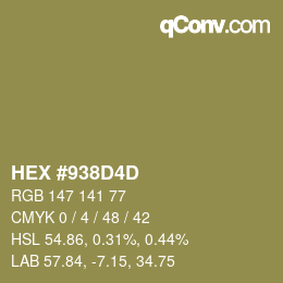 カラーコード: HEX #938D4D | qconv.com