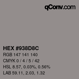 Código de color: HEX #938D8C | qconv.com