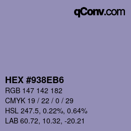 カラーコード: HEX #938EB6 | qconv.com