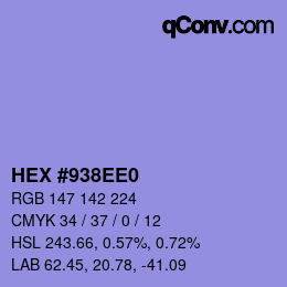 Color code: HEX #938EE0 | qconv.com