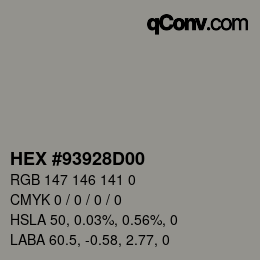Color code: HEX #93928D00 | qconv.com