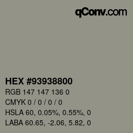 颜色代码: HEX #93938800 | qconv.com