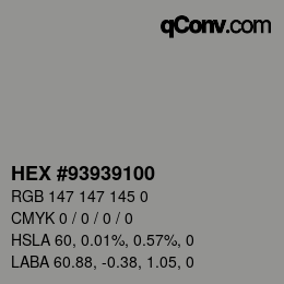 Color code: HEX #93939100 | qconv.com