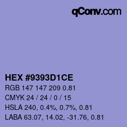 颜色代码: HEX #9393D1CE | qconv.com