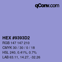 Farbcode: HEX #9393D2 | qconv.com