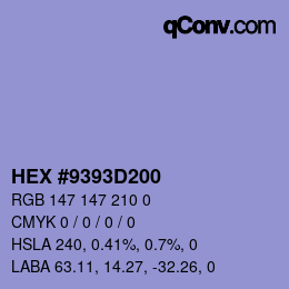 Color code: HEX #9393D200 | qconv.com