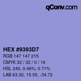Código de color: HEX #9393D7 | qconv.com