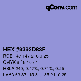 Color code: HEX #9393D83F | qconv.com