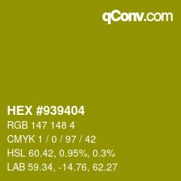 颜色代码: HEX #939404 | qconv.com