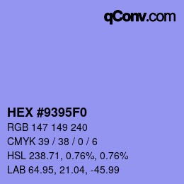 Color code: HEX #9395F0 | qconv.com