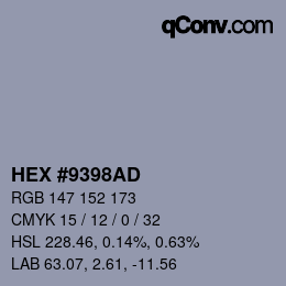 Color code: HEX #9398AD | qconv.com