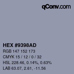 Color code: HEX #9398AD | qconv.com