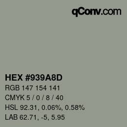 Color code: HEX #939A8D | qconv.com