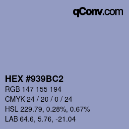 カラーコード: HEX #939BC2 | qconv.com