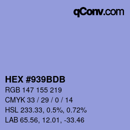 カラーコード: HEX #939BDB | qconv.com