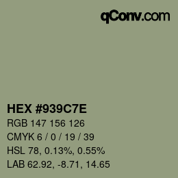 Color code: HEX #939C7E | qconv.com