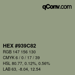颜色代码: HEX #939C82 | qconv.com
