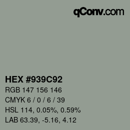颜色代码: HEX #939C92 | qconv.com