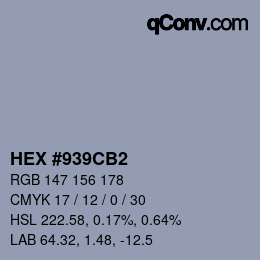 カラーコード: HEX #939CB2 | qconv.com