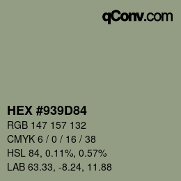 Color code: HEX #939D84 | qconv.com