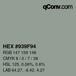 颜色代码: HEX #939F94 | qconv.com