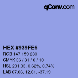 Color code: HEX #939FE6 | qconv.com